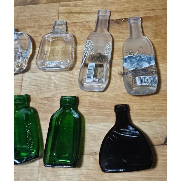 Flat Fused Melted Mini Liquor Bottles Alcohol Bar Art Craft Supplies Clear Green - Picture 5 of 6